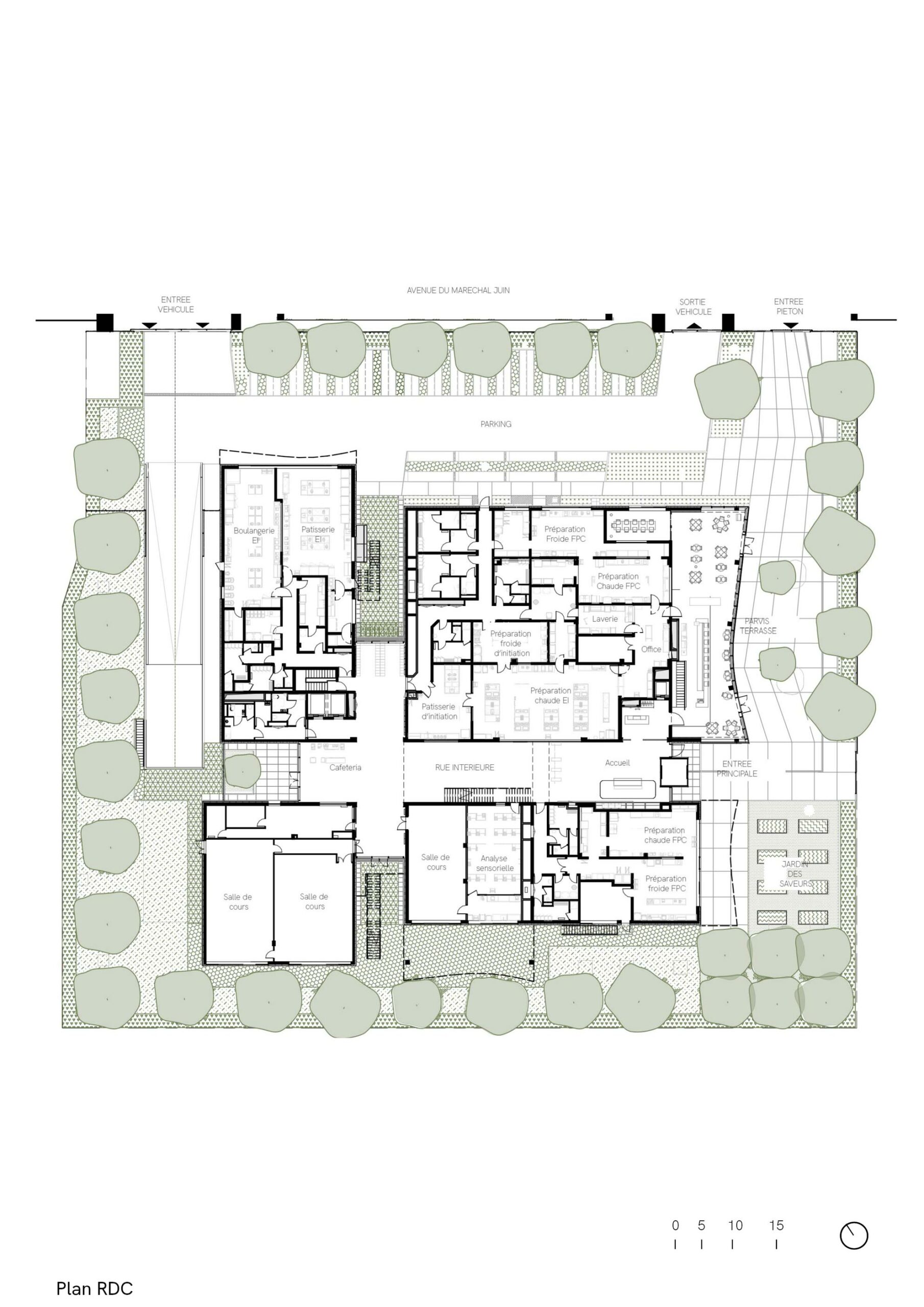 Ecole Ducasse – Paris Campus, Meudon, plan RDC