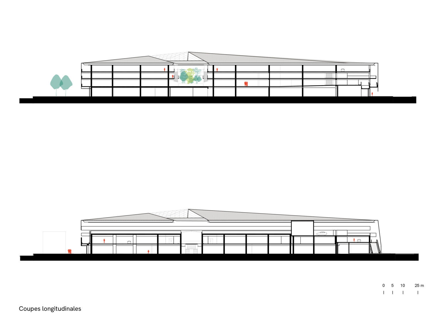 Les Eleis Shopping Centre, Cherbourg, cross-section