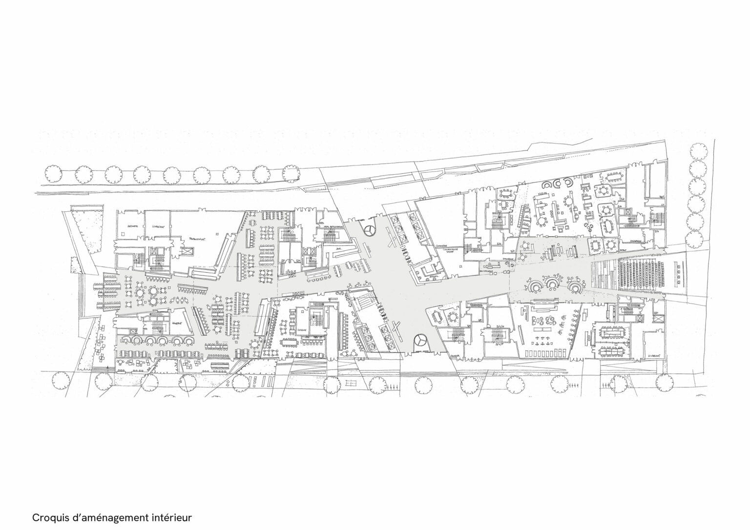 Shift, Nestlé, Issy-les-Moulineaux, interior architecture sketch