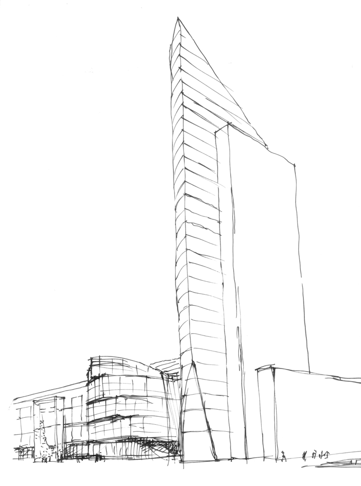 Oxygène Tower, Lyon, sketch