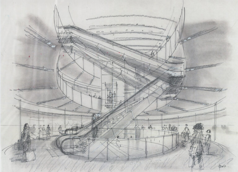 Oxygène Tower, Lyon, shopping centre sketch