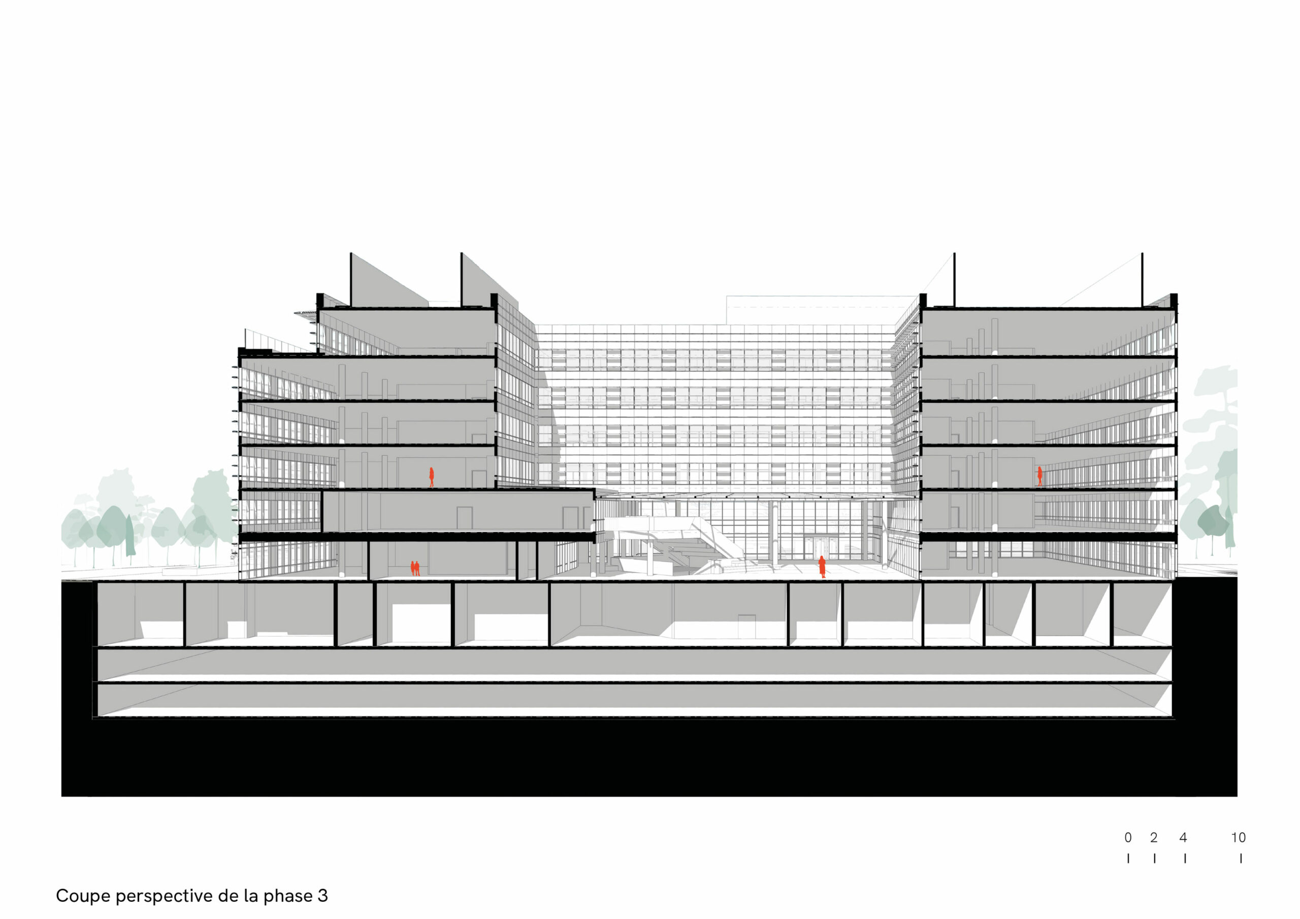 Campus Dassault Systemes, Vélizy, cross-section