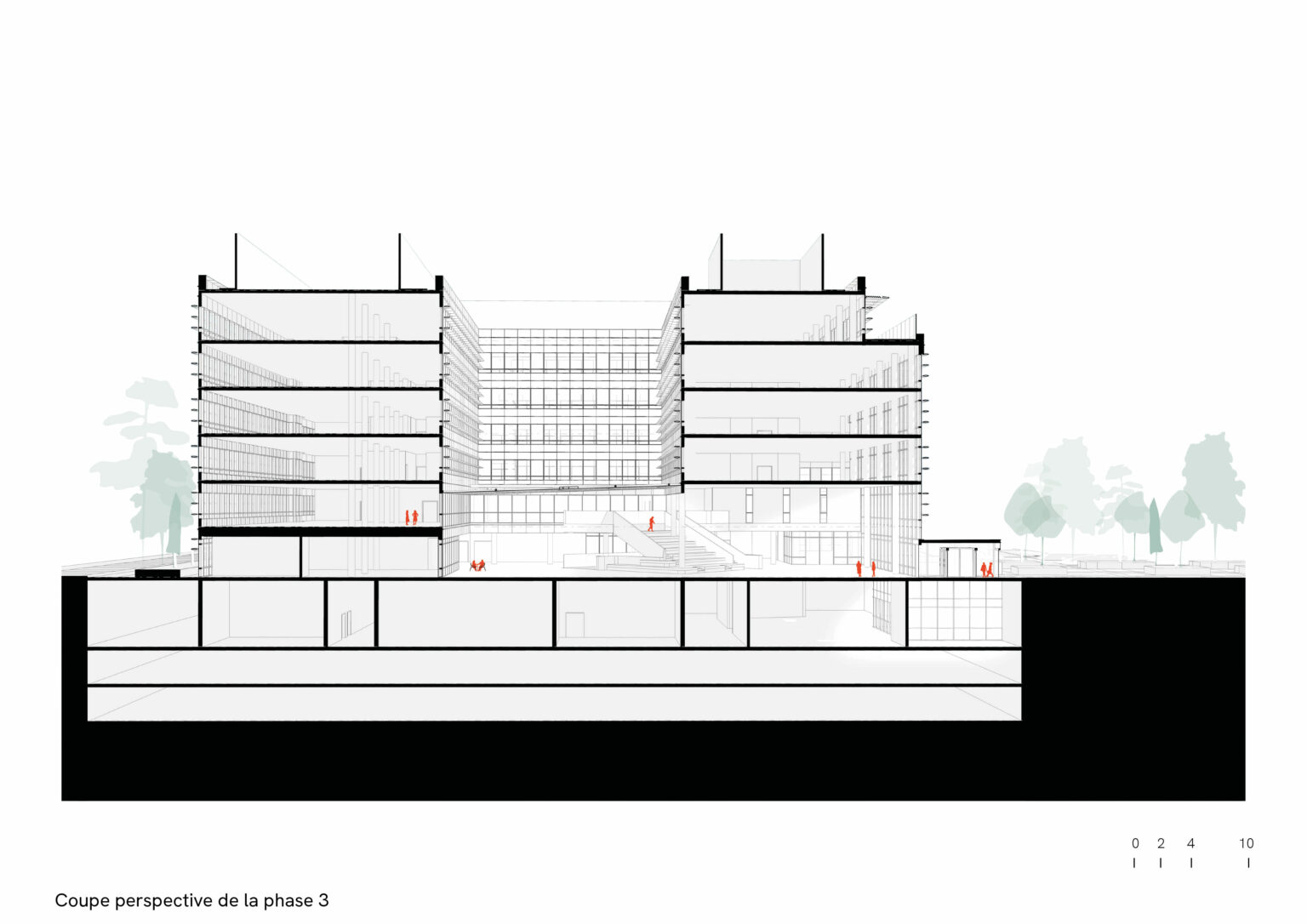 Campus Dassault Systemes, Vélizy, cross-section