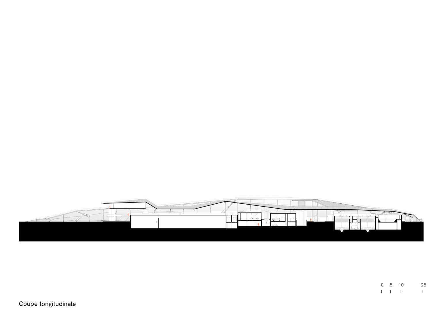 Water treatment plant, Orléans, longitudinal cross-section