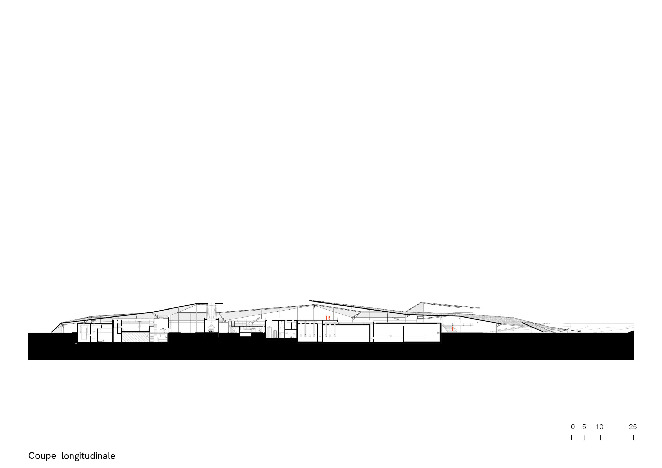 Water treatment plant, Orléans, longitudinal cross-section