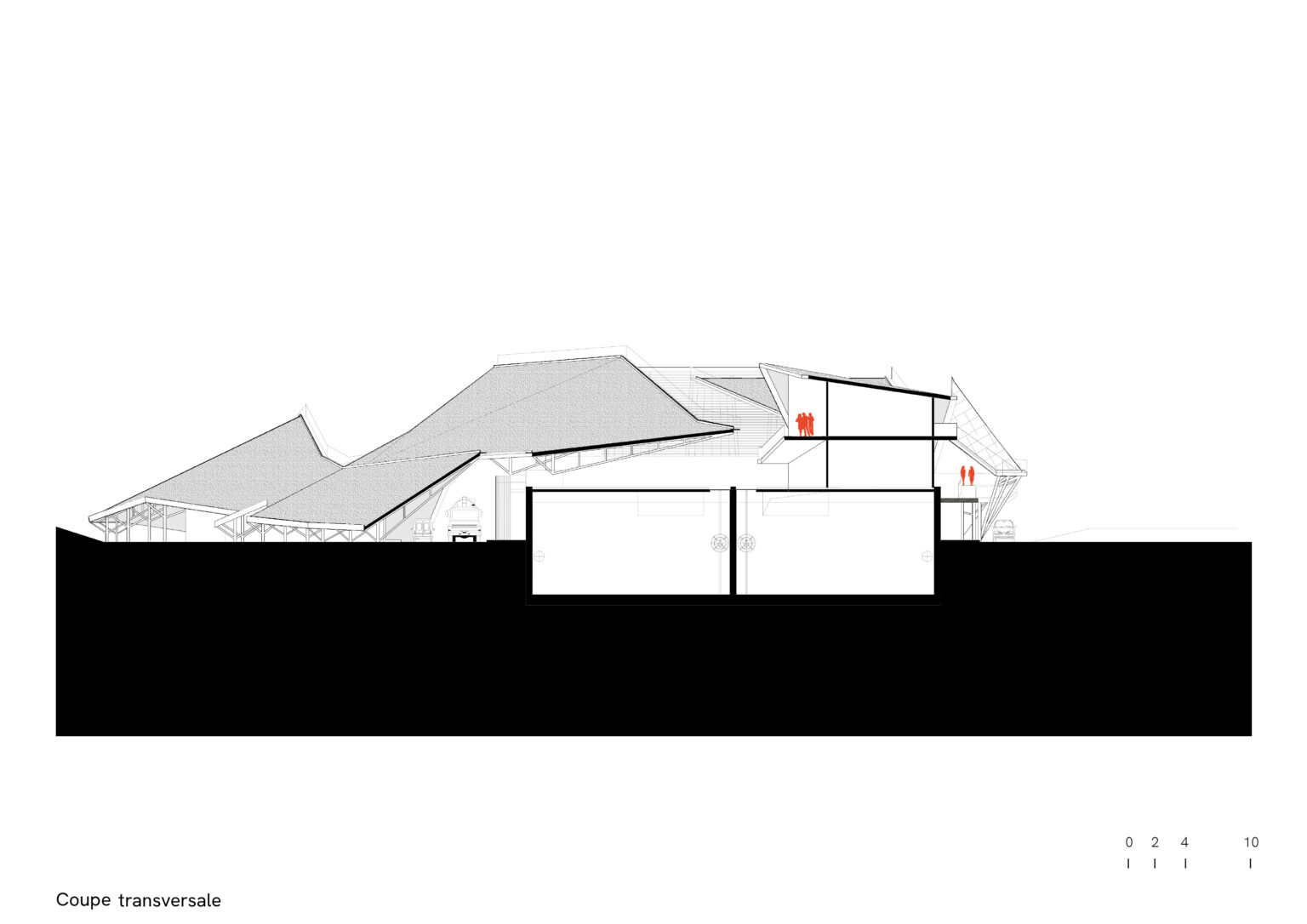 Water treatment plant, Orléans, transversal cross-section