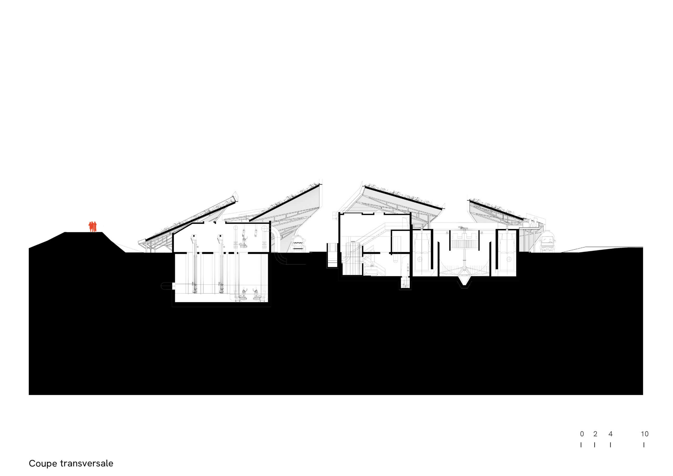 Water treatment plant, Orléans, transversal cross-section