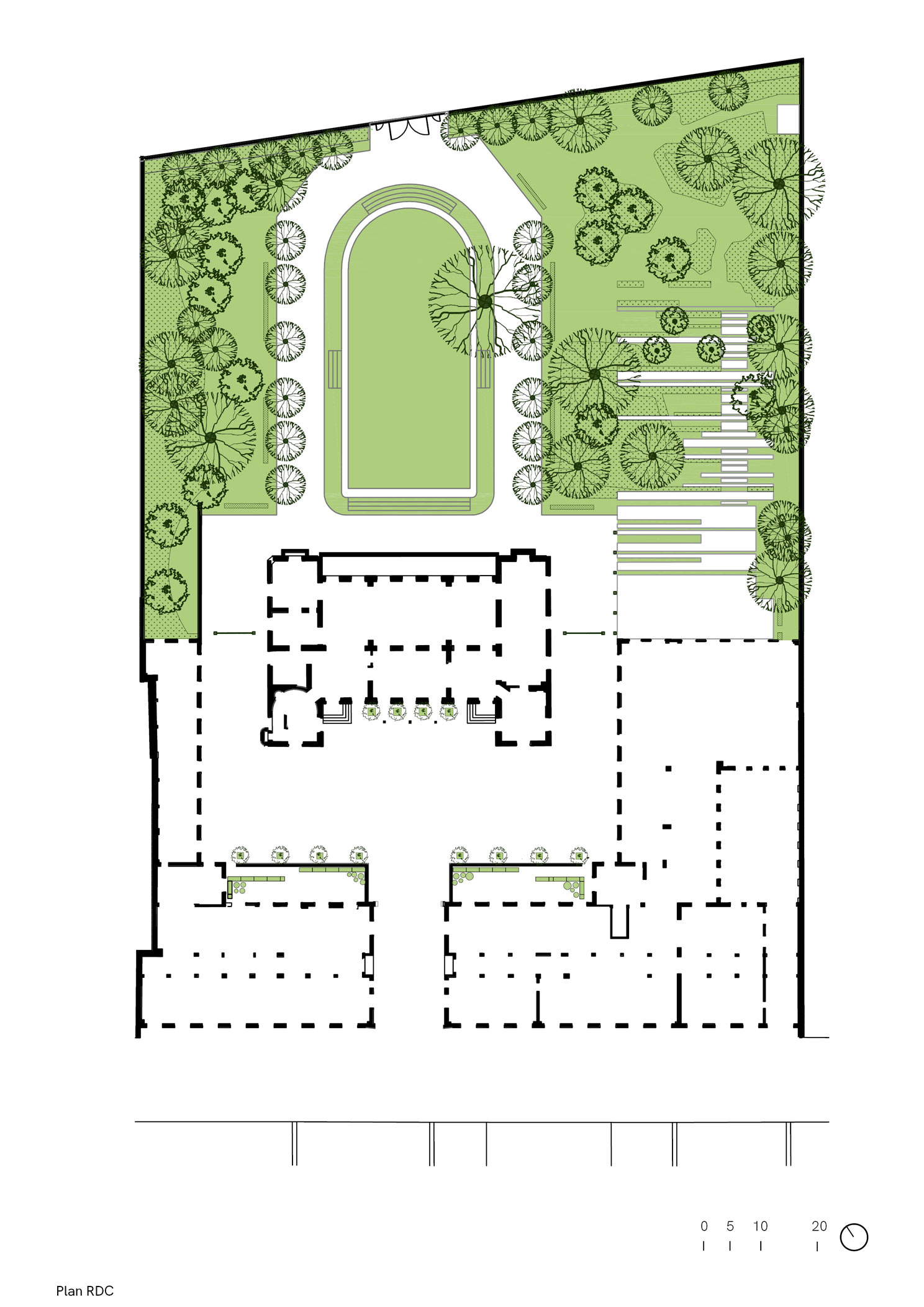 Chinese embassy, paris, ground floor blueprint