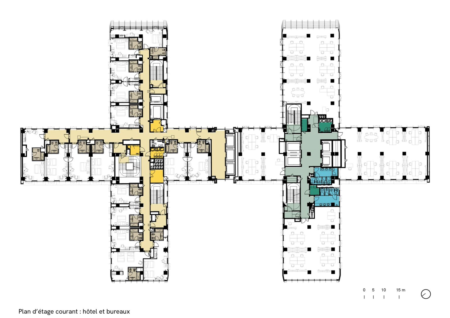 Park Mall Complex, Setif, Algeria, hotel and office level blueprint